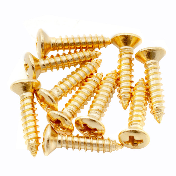 musiclily ultra 2 5x12mm stainless steel countersunk screws for guitar parts wood mounting mx3033 10p, gold