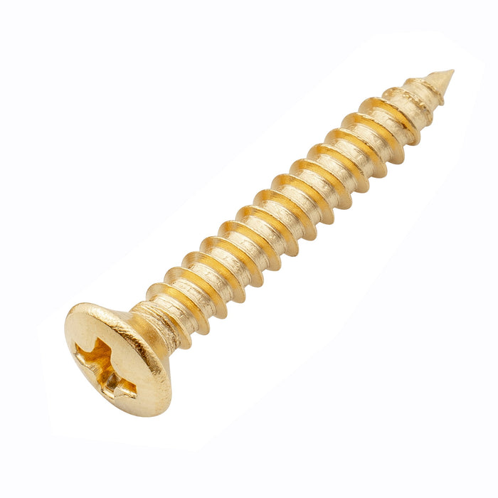 musiclily ultra 2 5 18mm stainless steel countersunk mounting screws for electric guitar bass string guide or pickup ring mx3035p, gold