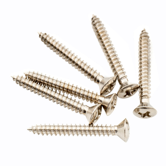 musiclily ultra 3 25mm stainless steel countersunk mounting screws for guitar or ukelele strap button mx3038 6p, nickel