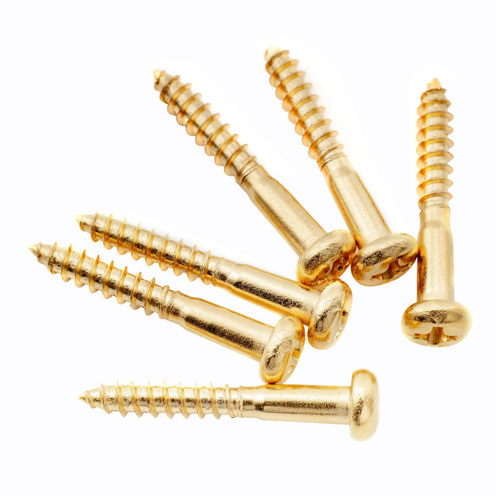 musiclily ultra 3 5 25mm stainless steel pan head mounting screws for strat style electric guitar tremolo bridge mx3039 6p, gold