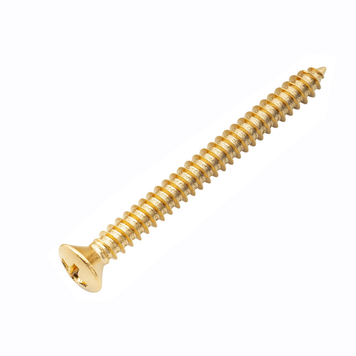 musiclily ultra 4 45mm stainless steel countersunk mounting screws for electric guitar bass neck plate or tremolo bridge claw mx3040p, gold