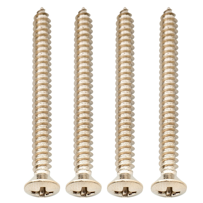 musiclily ultra 4 45mm stainless steel countersunk mounting screws for electric guitar bass neck plate or tremolo bridge claw mx3040 4p, nickel