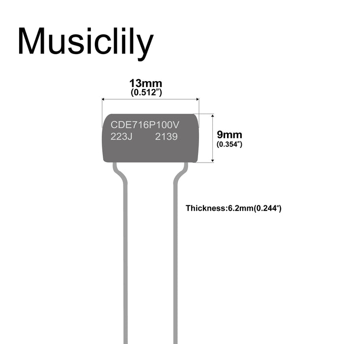 Dimensions of cde sprague orange drop capacitors tone caps polypropylene for electric guitar bass 716p 100v 0 022uf 0 047uf mx3080p