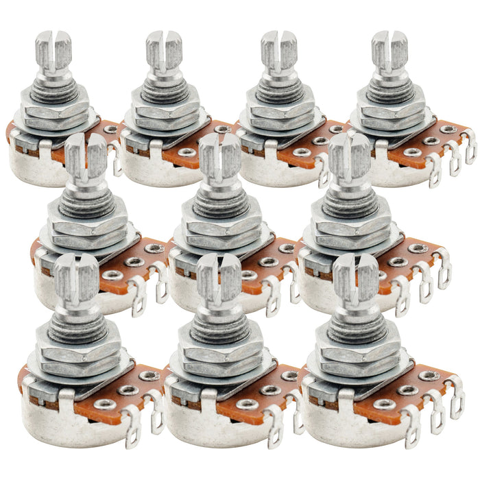 Alpha A250K Mini Pots Metric Split Short Shaft 6.5mm Audio Taper Potentiometers for Electric Guitar Bass (Set of 10)