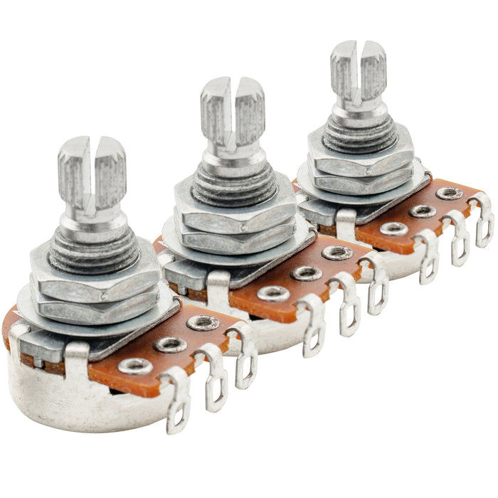 Alpha A250K Mini Pots Metric Split Short Shaft 6.5mm Audio Taper Potentiometers for ST Tele PB JB Style Electric Guitar Bass (Set of 3)