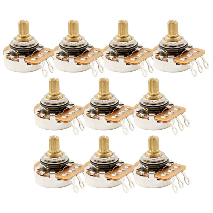 Musiclily Pro HD A250K Pots Brass Short Split Shaft 1/4 Inch Audio Taper Potentiometers for Electric Guitar Bass (Set of 10)
