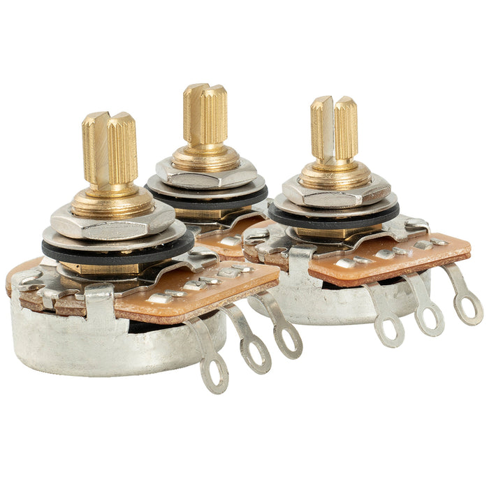 musiclily pro hd a250k b250k full brass inch size fine 24 spline split short shaft pots audio linear taper potentiometers for electric guitar bass mx3090 2mx3091