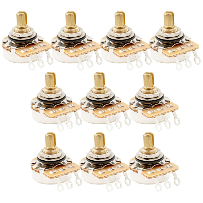 Musiclily Pro HD B250K Pots Brass Short Split Shaft 1/4 Inch Linear Taper Potentiometers for Electric Guitar Bass (Set of 10)