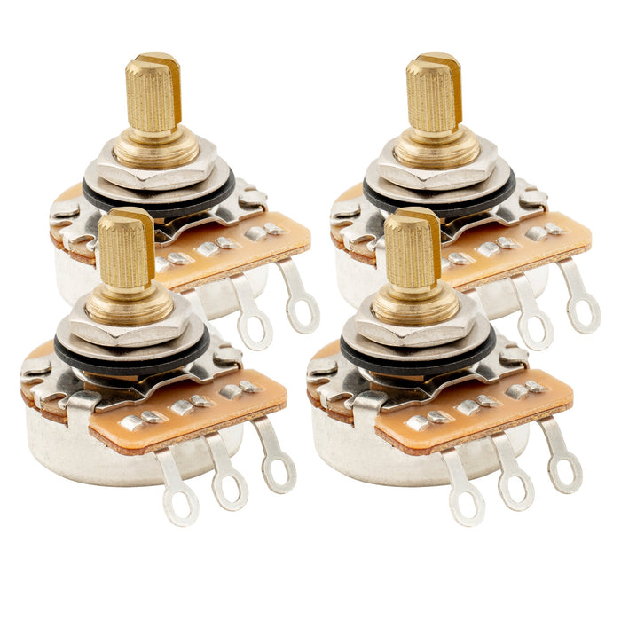 musiclily pro hd b250k full brass inch size fine 24 spline split short shaft pot linear taper potentiometers for electric guitar bass mx3091, 4 pcs