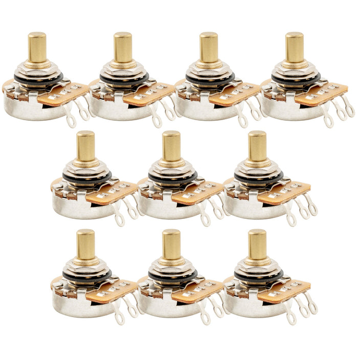 Musiclily Pro HD A250K Pots Brass Solid Short Shaft 1/4 Inch Audio Taper Potentiometers for Electric Guitar Bass (Set of 10)