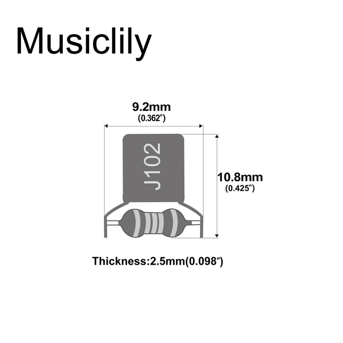 Dimensions of musiclily pro treble bleed mod with japan nissei polypropylene precision capacitor resistor for electric guitar bass mx3124