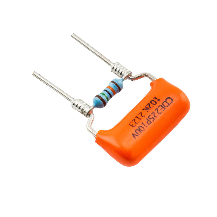 detail of musiclily pro treble bleed mod with orange drop 225p polyester capacitor and precision resistor for electric guitar bass mx3125