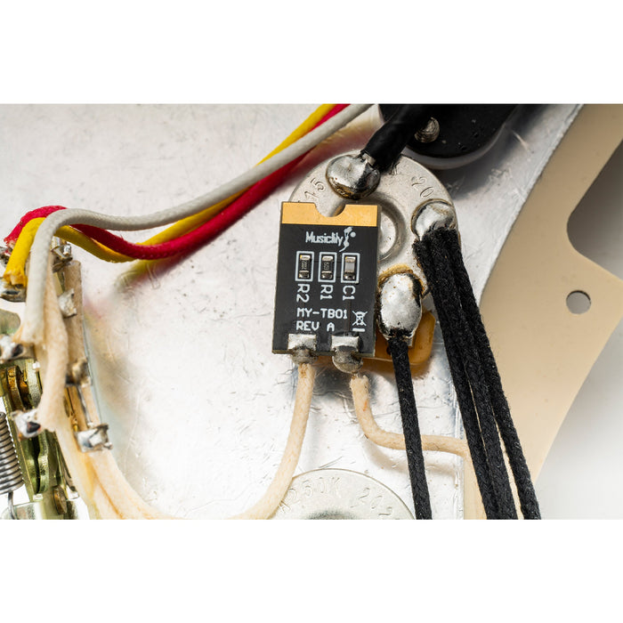 Usage show of musiclily pro pcb treble bleed mod with x7r capacitor for electric guitar bass mx3126