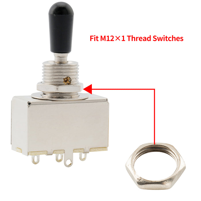 Application of musiclily pro m12 switch mounting hex nuts for metric lp box style pickup selector toggle switch mx3139 10p