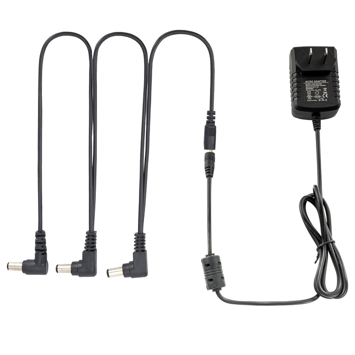 Part of musiclily pro us standard power supply adapter dc 9v with 3 way daisy chain cable reverse polarity cord for guitar effect pedals mx3144us