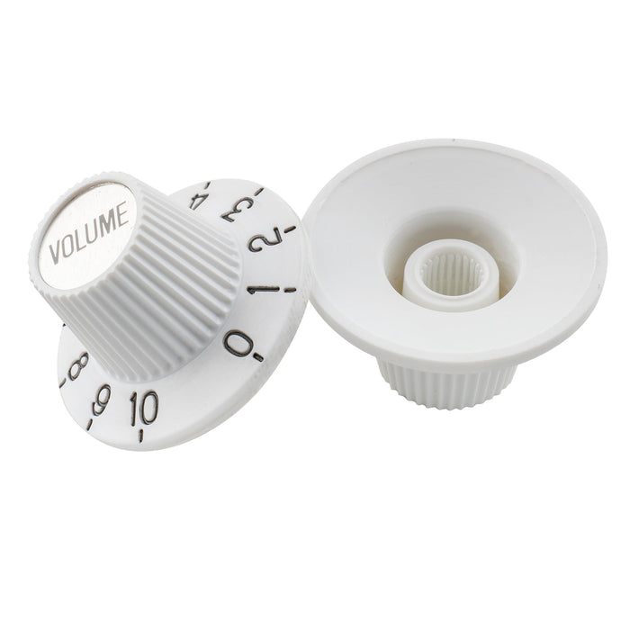 Musiclily Pro Fine 24 Splines Chapéu de Bruxa Botões, Botões de Cartola, Botões de Controle de Tom e Volume para Guitarra Elétrica, Baixo, Amplificador, Pedal de Efeito, Conjunto de 2T2V