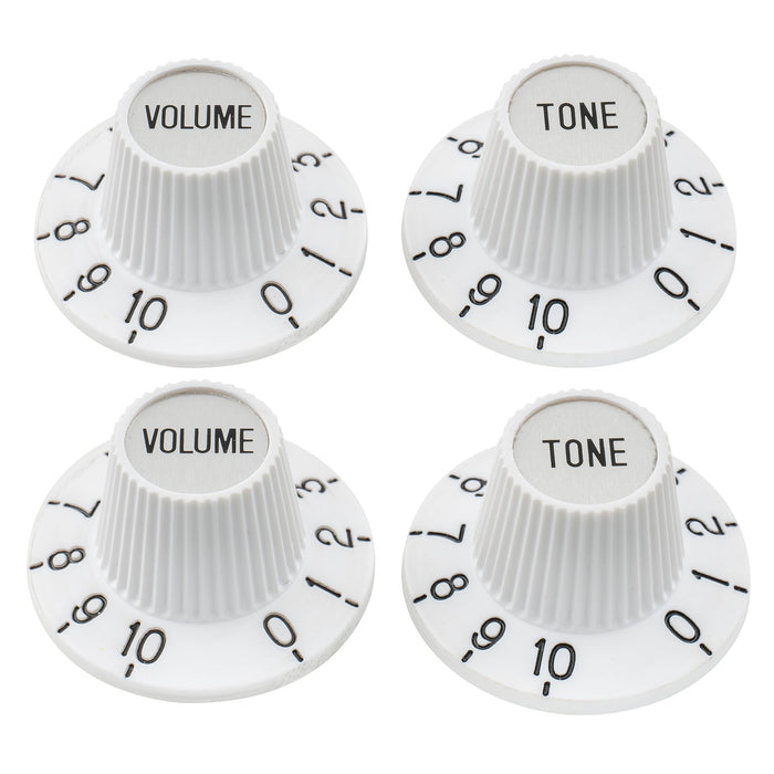 musiclily pro fine 24 splines witch hat knobs top hat knobs tone volume control knobs for electric guitar bass amplifier effect pedal 2 pcst2v mx3145 2mx3146 2p, white