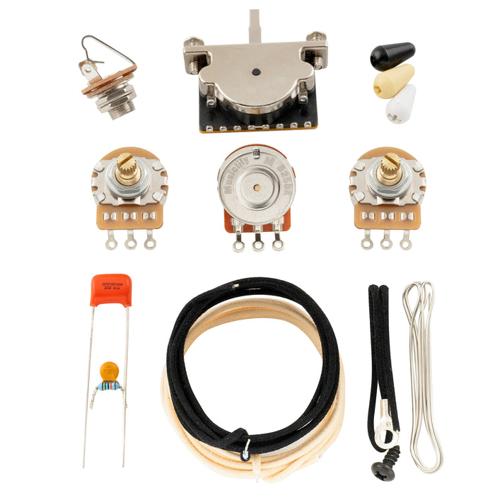 Kit di cablaggio DIY per chitarra elettrica Musiclily Pro, upgrade per stile import ST SSS con commutatore a 5 vie e potenziometri 2A1B