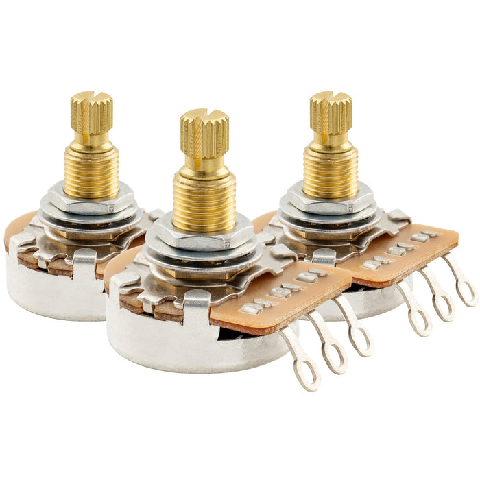Musiclily Pro HD A250K Pots Brass Metric Split Standard Shaft 9.5mm Audio Taper Potentiometers for ST PB JB Style Electric Guitar Bass (Set of 3)