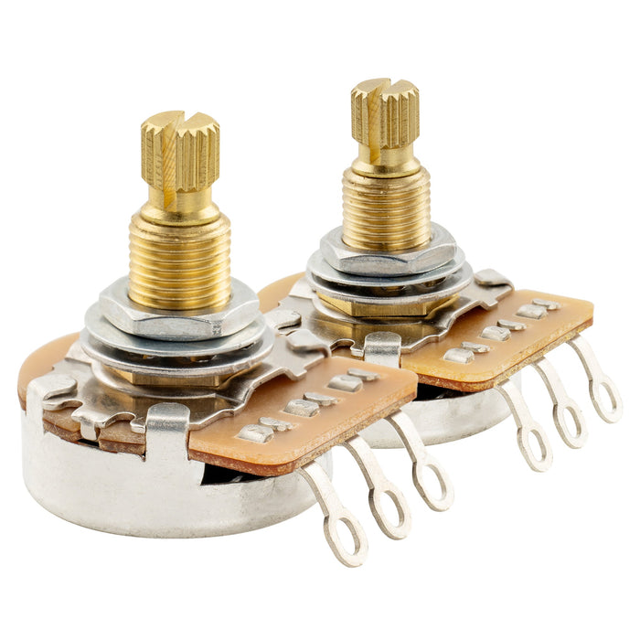 Musiclily Pro HD A250K+B250K Pots Brass Metric Split Standard Shaft 9.5mm Audio Linear Taper Potentiometers for ST/Tele/Mustang/Ibanez Style Electric Guitar Bass (Set of 1A1B)