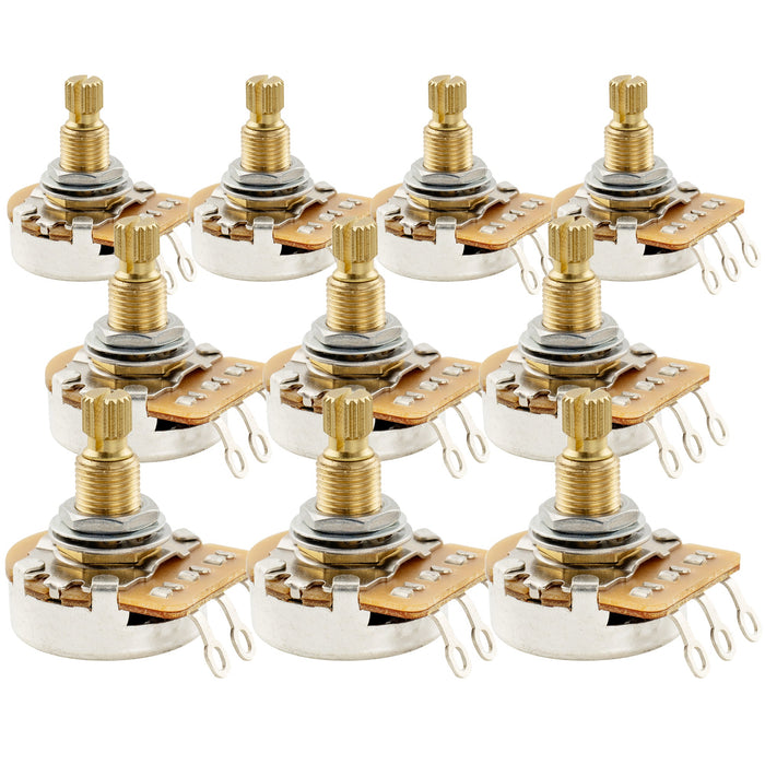 Musiclily Pro HD B250K Pots Brass Metric Split Standard Shaft 9.5mm Linear Taper Potentiometers for Electric Guitar Bass (Set of 10)