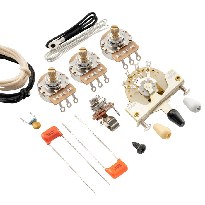 Musiclily Pro Electric Guitar Auto-Split DIY Wiring Kit Upgrade for American Style ST HSS with 5-Way Switch and 3A Pots Jack