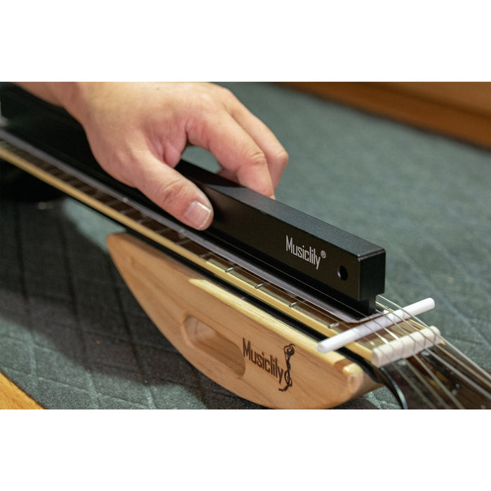 Application of musiclily pro 4 5 inch aluminum fretbar understring leveler fingerboard fret sanding leveling beam file bar luthier tool for guitar bass repair and maintenance mx3200
