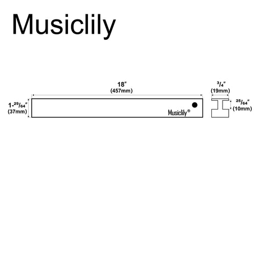 Dimensions of musiclily pro 18 inch aluminum fretbar understring leveler fingerboard fret sanding leveling beam file bar luthier tool for guitar bass repair and maintenance mx3202