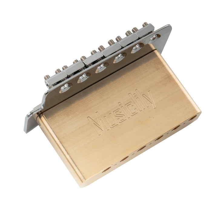 Usage show of musiclily ultra 52 5mm2 1 16 inch full solid brass tremolo block for indonesia made squier new after 2019 classical vibe electric guitar bridge 40mm tall mx3209
