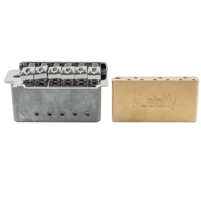 Application of musiclily ultra 52 5mm2 1 16 inch full solid brass short tremolo block for china made squier new after 2021 affinity 2 point electric guitar bridge 36mm tall mx3210