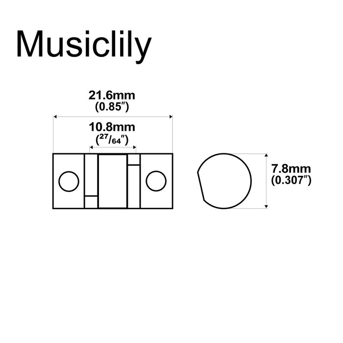 Dimensions of musiclily ultra 10 8mm full solid brass barrel compensated saddles for tele style electric guitar mx3212p