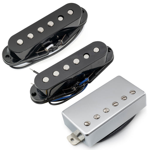 musiclily pro st 60se alnico 5 staggered single coil pickups and covered humbucker st hss neck middle bridge pickups set for strat style electric guitar mx3236mx3237mx3325p