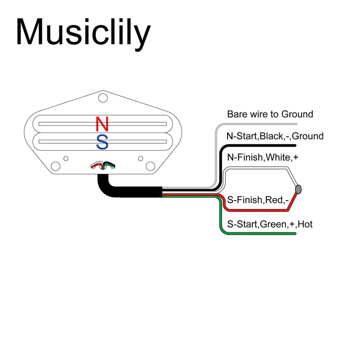 Musiclily Pro TL-DPHA Rail Blade Humbucker Ponte Pickup MX3242 MX3243 MX3244 Schema di Cablaggio