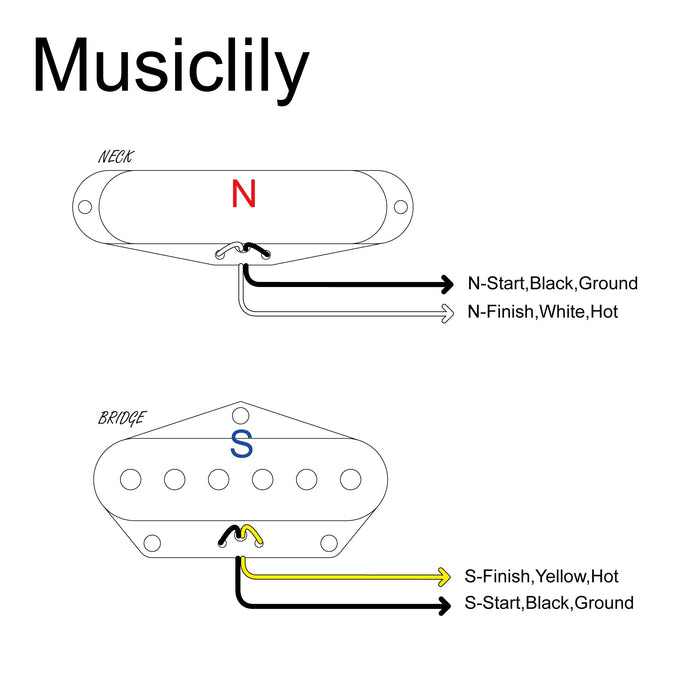 Musiclily Pro TL-50S Captadores de Braço e Ponte de Única Bobina MX3245CR MX3246BK Diagrama de Fiação