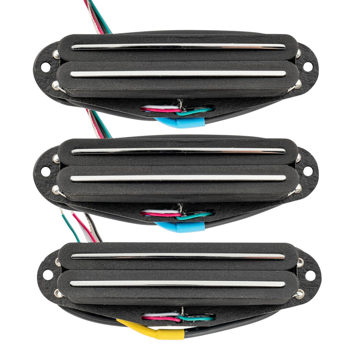 detail of musiclily pro st dpha alnico 5 rail blade single coil sized humbucker super distortion neck middle bridge pickups set for strat style electric guitar mx3248 2mx3249p