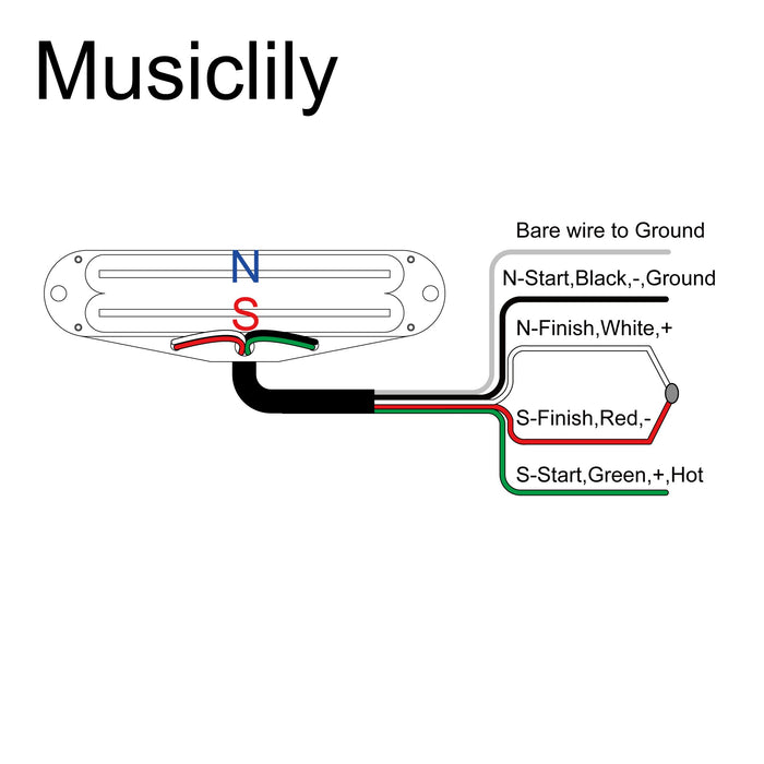 Musiclily Pro ST-DPMA Humbucker de Alnico 5 tipo Rail Blade MX3248 Diagrama de Cableado