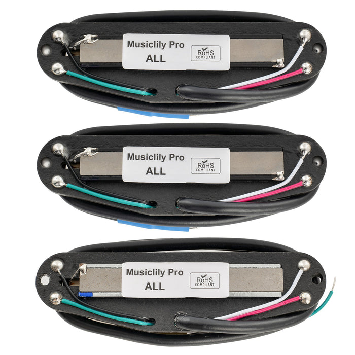 musiclily pro st dpha alnico 5 rail blade single coil sized humbucker super distortion neck middle bridge pickups set for strat style electric guitar mx3248 2mx3249p, white