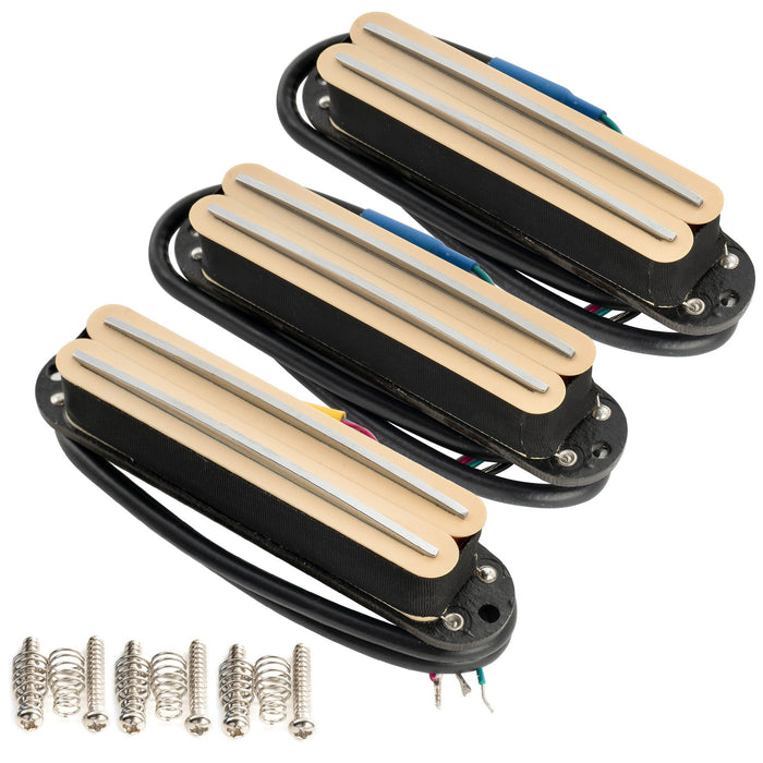musiclily pro st dpha alnico 5 rail blade single coil sized humbucker super distortion neck middle bridge pickups set for strat style electric guitar mx3248 2mx3249p, Zebra