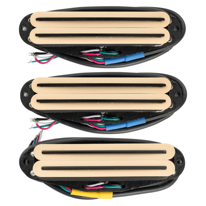 Musiclily Pro ST-DPHA アルニコ5 デュアルホットレイル シングルコイルサイズハムバッカー Super Distortion ネックミドルブリッジピックアップセット Stratストラトギター用 ブラックボディ クロームレール