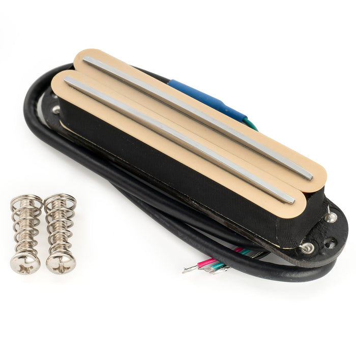 musiclily pro st dpma alnico 5 rail blade single coil sized humbucker pickup 9 2k for strat style electric guitar mx3248p, white