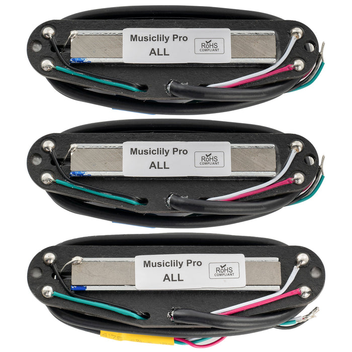 Musiclily Pro ST-DPHA アルニコ5 デュアルホットレイル シングルコイルサイズハムバッカー Super Distortion ネックミドルブリッジピックアップセット Stratストラトギター用 ブラックボディ クロームレール