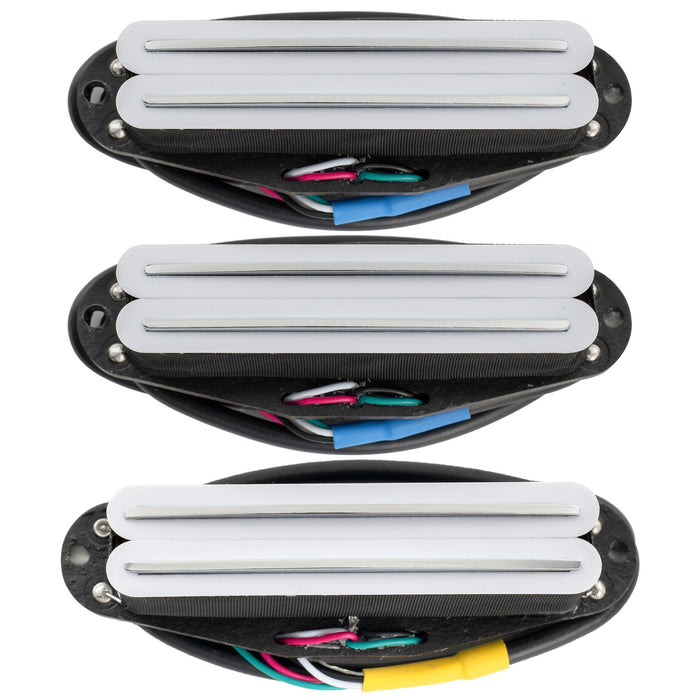 Musiclily Pro ST-DPHA アルニコ5 デュアルホットレイル シングルコイルサイズハムバッカー Super Distortion ネックミドルブリッジピックアップセット Stratストラトギター用 ブラックボディ クロームレール