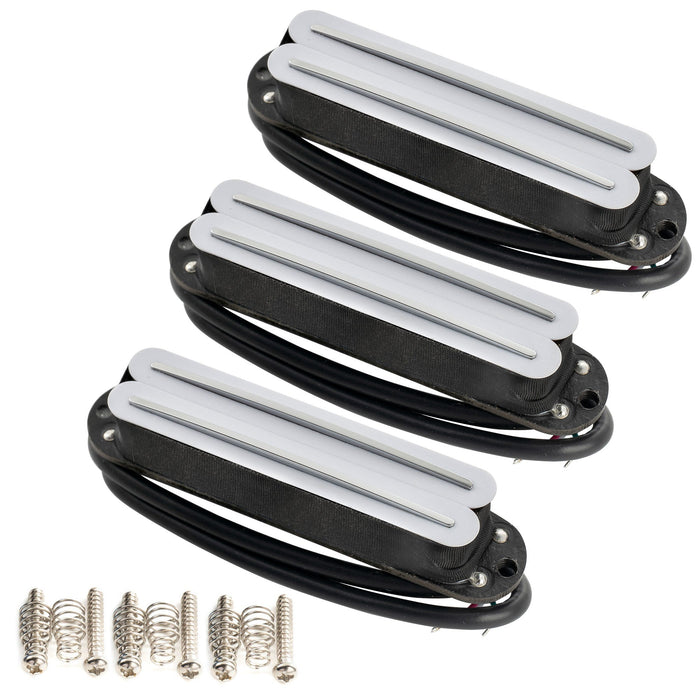 Musiclily Pro ST-DPHA アルニコ5 デュアルホットレイル シングルコイルサイズハムバッカー Super Distortion ネックミドルブリッジピックアップセット Stratストラトギター用 ブラックボディ クロームレール