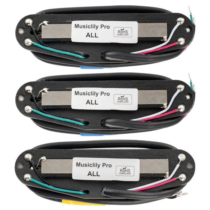 Musiclily Pro ST-DPHA アルニコ5 デュアルホットレイル シングルコイルサイズハムバッカー Super Distortion ネックミドルブリッジピックアップセット Stratストラトギター用 ブラックボディ クロームレール