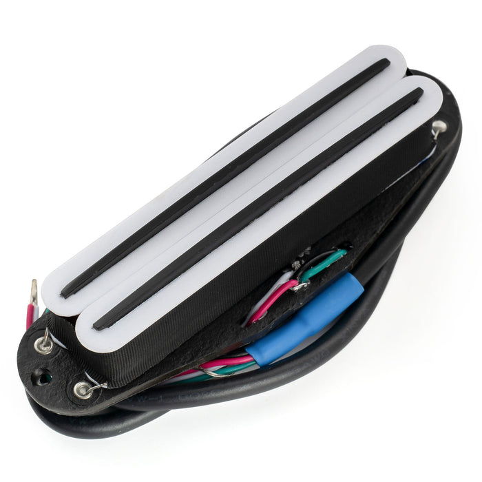 musiclily pro st dpma alnico 5 rail blade single coil sized humbucker pickup 9 2k for strat style electric guitar mx3248p, white