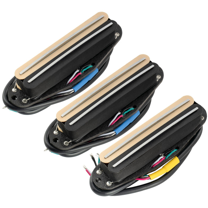 musiclily pro st dpha alnico 5 rail blade single coil sized humbucker super distortion neck middle bridge pickups set for strat style electric guitar mx3248 2mx3249p, Zebra