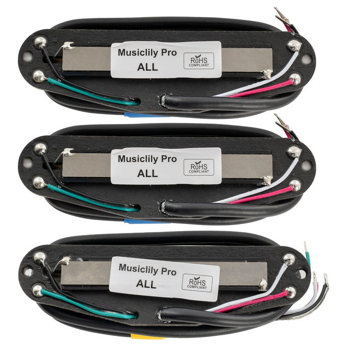 Musiclily Pro ST-DPHA アルニコ5 デュアルホットレイル シングルコイルサイズハムバッカー Super Distortion ネックミドルブリッジピックアップセット Stratストラトギター用 ブラックボディ クロームレール