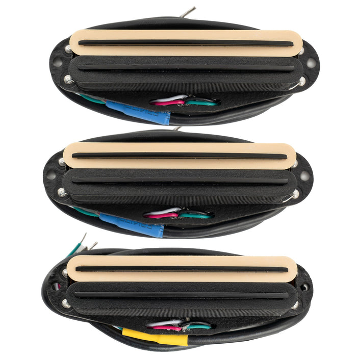 Musiclily Pro ST-DPHA アルニコ5 デュアルホットレイル シングルコイルサイズハムバッカー Super Distortion ネックミドルブリッジピックアップセット Stratストラトギター用 ブラックボディ クロームレール