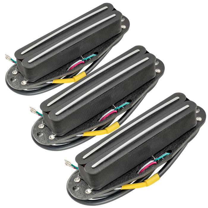 Musiclily Pro ST-DPHA Alnico 5 Rail Blade Single Coil Sized Humbucker Pickups Set 13.6K Super Distortion for Strat Style Electric Guitar (Set of 3)