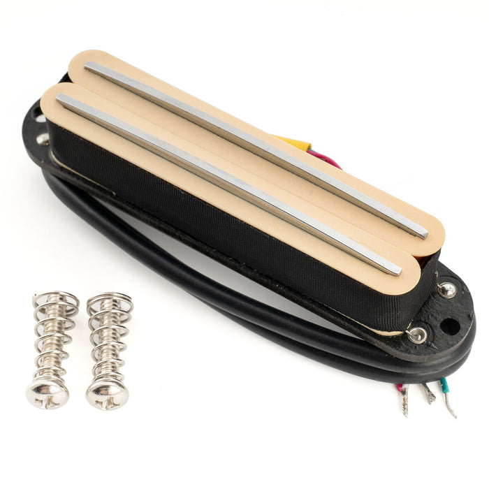 musiclily pro st dpha alnico 5 rail blade single coil sized humbucker pickup 13 2k super distortion for strat style electric guitar mx3249p, white